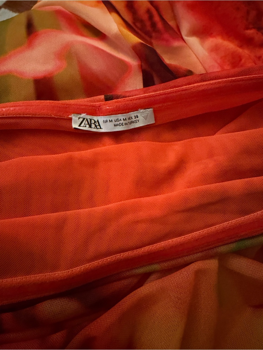 Zara Orange and Red Printed Maxi Skirt - Picture 2 of 4